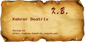 Kehrer Beatrix névjegykártya